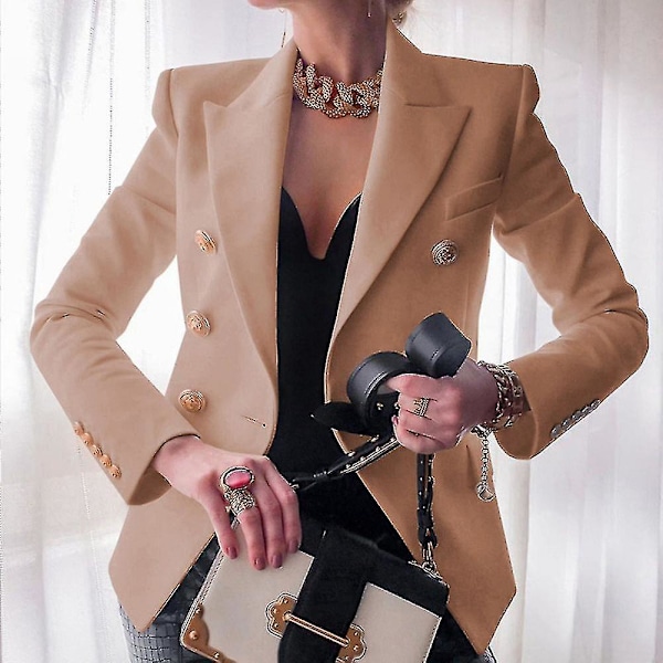 Short Khaki Business Suit Jacket for Women, Perfect for Daily Wear