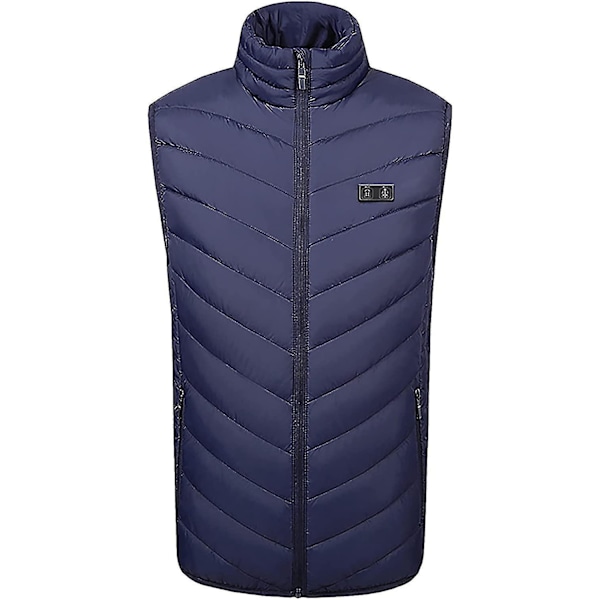 Uppvärmd Slim Fit Väst för Män och Kvinnor | Utomhus Vandring Vinterrock | 4X-Large | 11-Zons Uppvärmd Blå