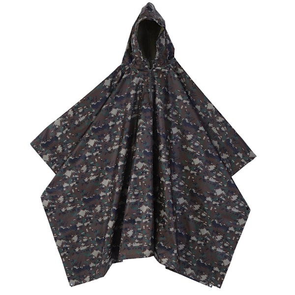 Korkealaatuinen Army Waterproof RipStop Hupullinen Sade Militär Poncho Camping Vaellus