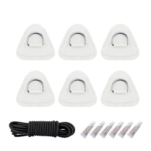 Sett D-ring Pad PVC Patch Båt Dekk Rigging 2.5m Elastisk Bungee Tau Kit For Stand Up Paddle Board Sup Dekk Tilbehør Hvit[NX]