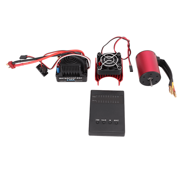 Vattentät RC S3650 2300KV borstlöst motorset med 60A borstlöst ESC-programmeringskort och kylfläns för 1/10 RC-bil