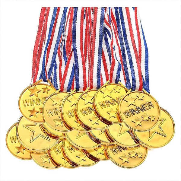 30-pakning gullplastvinnermedaljer utmerkelsesmedaljer for barn