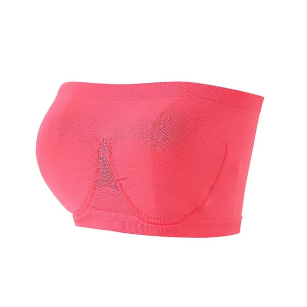 Dame Elastisk Stroppløs BH, Sommer Bandeau BH, Plus Size Stroppløs BH, Komfort Trådløs BH Pink L