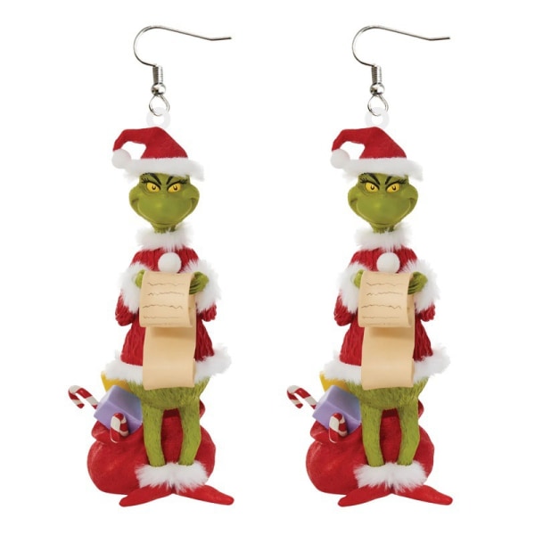 Julklapp: 1 par söta tecknade Grinch-örhängenBra kvalitet
