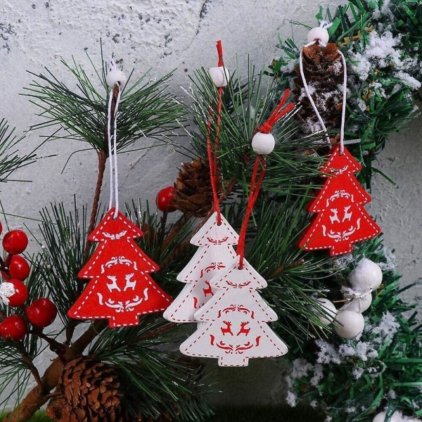 Træ Jul Bondegård Rustikke Ornamenter, Træ hængende Ornamenter Sæt Til Juletræ dekorationer