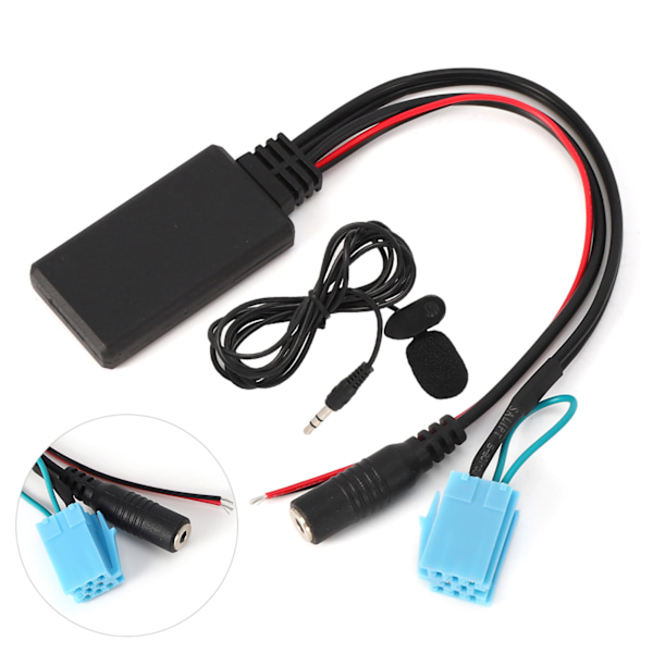 8-stifts Bluetooth AUX IN-kabeladapter med mikrofon Handsfree-samtal Passar för Smart Fortwo 450