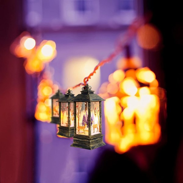 3 stk Christmas Flame Lanterne Xmas LED stearinlys Julepynt Utendørs lys dekorasjon Elk Snowman