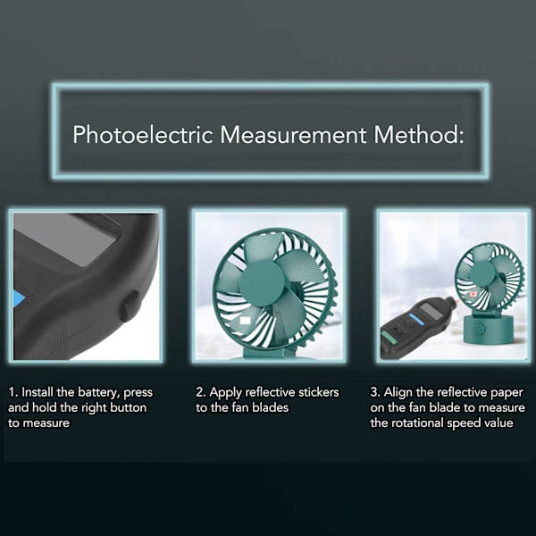 Digital turtallsmeter 5-sifret LCD-skjerm Håndholdt hastighetsmåler og fotoelektrisk turtallsmeter