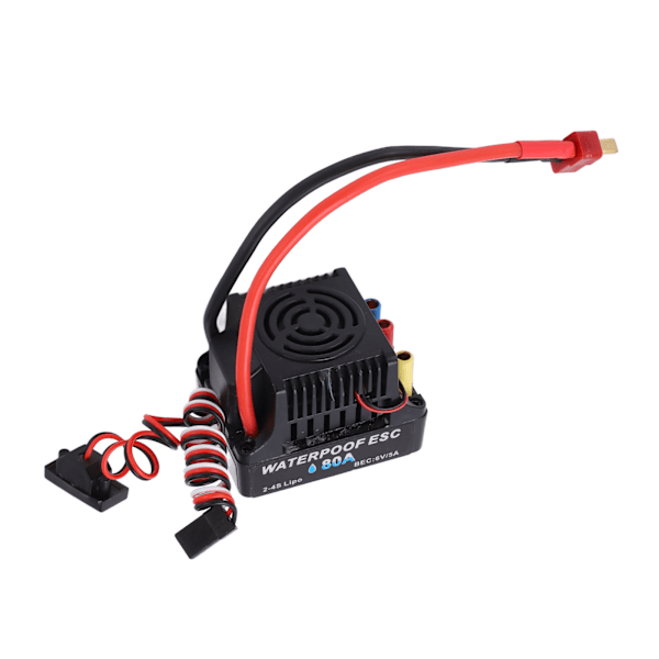 RC Bil Borstlös ESC 80A T Plugg Vattentät 6V 5A SBEC Multipelskydd 1/8 RC Bil Borstlös ESC för 1/8 RC