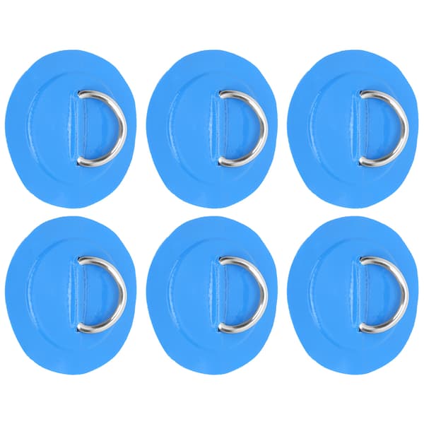 6 stk. PVC D-Ring Patch Elastisk Reb Sæt Rustfrit Stål D-Ring Patch Bungee Cord Sæt Blå