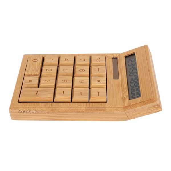 CS19 Solar Calculator Solar Battery Dual Power 12-siffrig LCD-skärm 18 knappar Bamboo Desktop Calculator för studenter