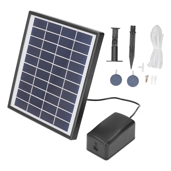 10V 6W DC Mikro Solcelledrevet Damppumpe Justerbar Solcellepanel Fontene Luftpumpe Sett med Boble Stein