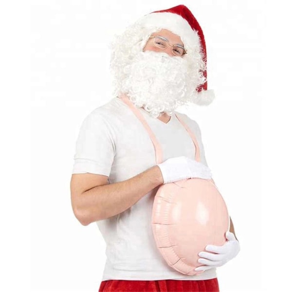 Julemand Big Belly Oppustelig Mave Jul Julemandskostume Fake Graviditet
