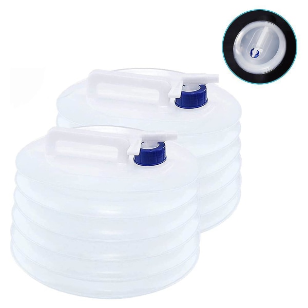 2 st hopfällbar vattenbehållare, premium bärbar vattenförvaring 5L