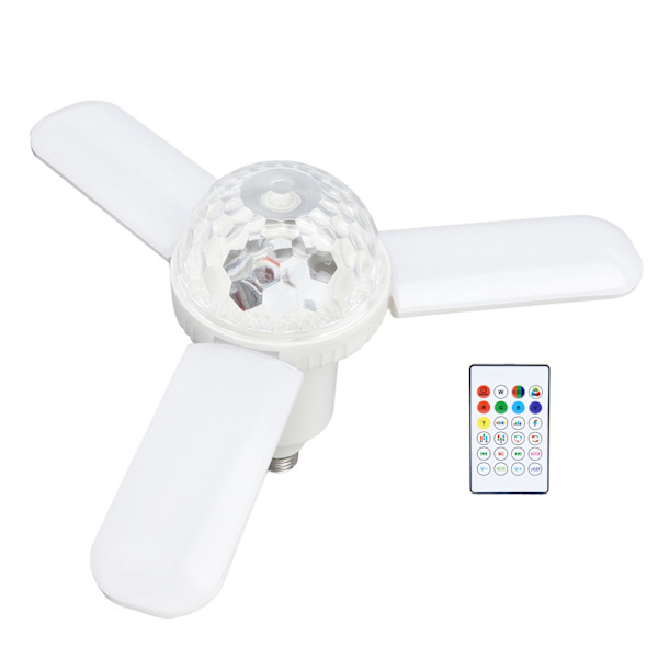 Musikk Taklampe Bluetooth sammenleggbar fjernkontroll Fargerik LED Vifteblad Taklampe for barneromsfest 48W 85‑265V
