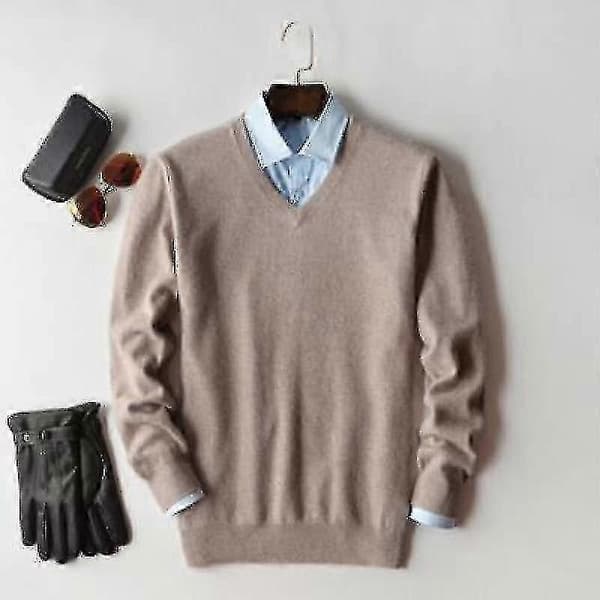 Herr Kashmirtröja Höst Vinter Mjuk Varm Jerseytröja Robe Hombre Pull Homme Hiver Pullover V-ringad O-ringad Stickad Tröja Army Green S