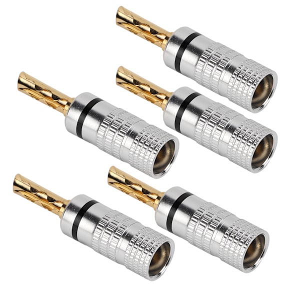 5 stk J.10054 tannede bananplugger 4 mm loddfrie 24K gullbelagte høyttalerkabel Bananplugger for høyttalerkabel Siding hjemmekinosvart