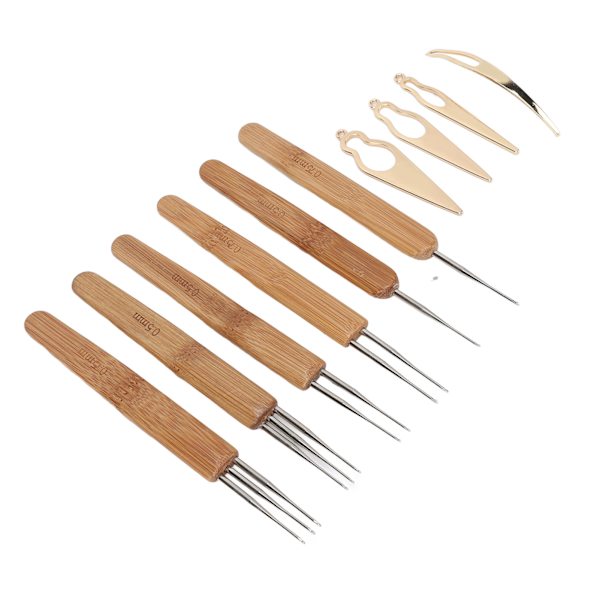 10 st Dreadlocks Verktygsset Legering Bambu Virknål Dreadlocks Nålar Kit för hårstyling Guld