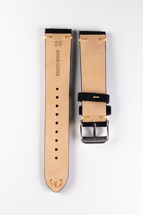 Premium sort ruskind rem Sort Black 22mm