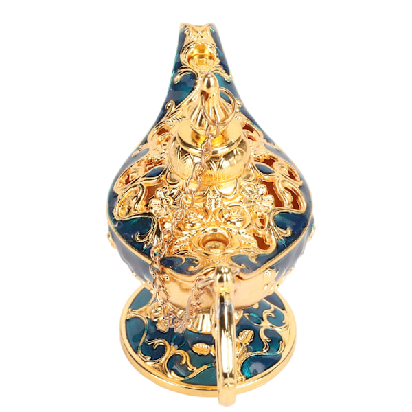 Magic Genie-lampa Utsökt färgäkta iögonfallande legering präglade mönster Genie-lampa för kontor i sovrummet Guld+BLÅ 4,7 tum