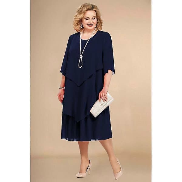 Damklänningar Chiffong Plus Size Klänningar Mamma Strand Bröllopsklänningar Mors Dag Presentklänningar black L