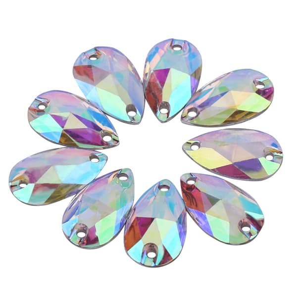 200 stk. dråpeformet harpiks flatback sy-rhinestone med doble hull dekorasjon (flerfarget)
