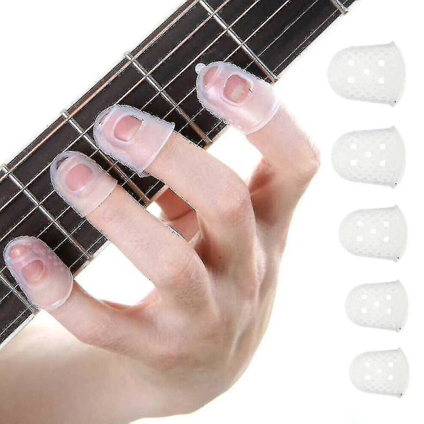 Silikon Finger Tip Guard Protector Cover Nål Gitarr Ukulele L