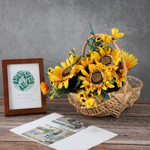 Handhållen blomsterkorg Vattentät vävning Rustik handgjord blomsterarrangemang Rotting blomkorg