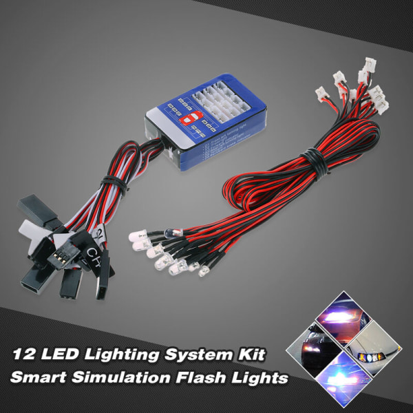 12 LED-belysningssystemsats Styrbroms Intelligent simuleringsblixtljus för 1/10 skalamodeller RC-bil Yokomo Tamiya HSP HPI AXIAL RC4WD Traxxas