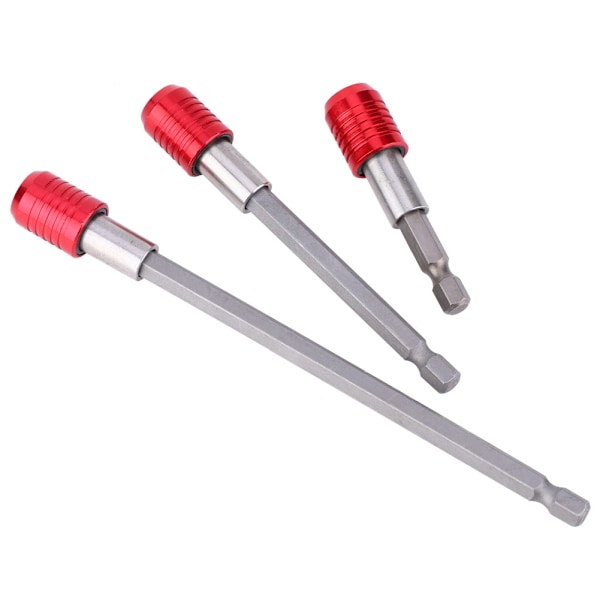 3 stk skrutbittholdere rød rustfritt stål 1/4 tommer sekskant skaft 60/100/150 mm lengde for elektrisk skrutrekker