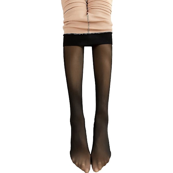 Ekstra tykke svarte vinter-termofleece-tights for kvinner