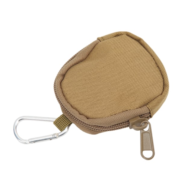 Mini Nyckelväska Bärbar Slitstark 1000D Rund Nylon Bärväska med Triangelspänne för Utomhus Hörlurar Tan