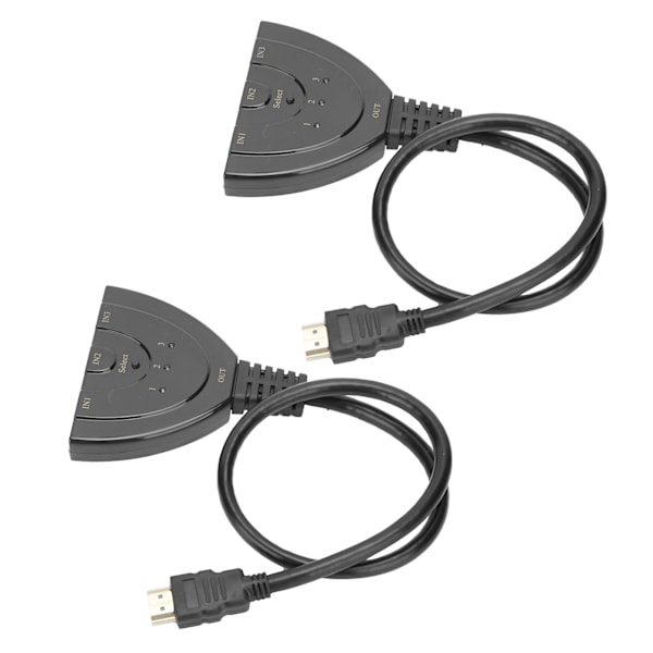 2 stk. HDMI Splitter 3 Port 4Kx2K Multifunktionel Hub Box Switcher til LCD HD TV