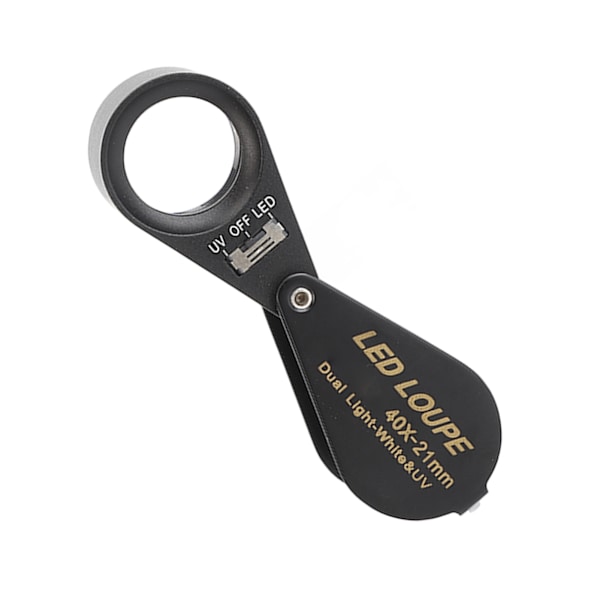 Korujen suurennuslasi 40X 21 mm taitettava suurennuslasi LED- ja UV-valolla tarkastukseen tee-se-itse