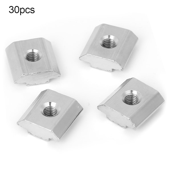 30 stk 30-serien T-spormuttersett Aluminiumprofilgjengede T glidemutterblokkfester (M5)