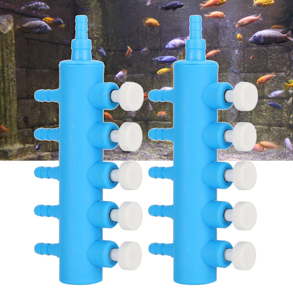 2 stk Akvarie Luftdeler Luftrør Fordeler Akvarium Oxygenpumpe Adapter Tilbehør 5-vejs