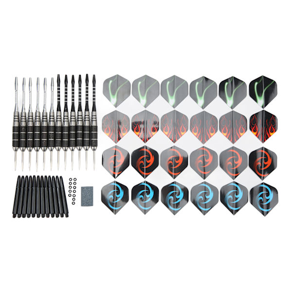 12-pack Dartset med rostfritt stålspetsar - Exklusiv professionell dartuppsättning för dartspelare