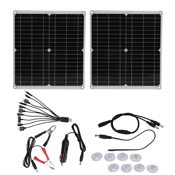Solcelle Batterilader 50W Foldbar Monokrystallinsk Solcellepanel Strøm Backup til Bil Båd Motorcykel