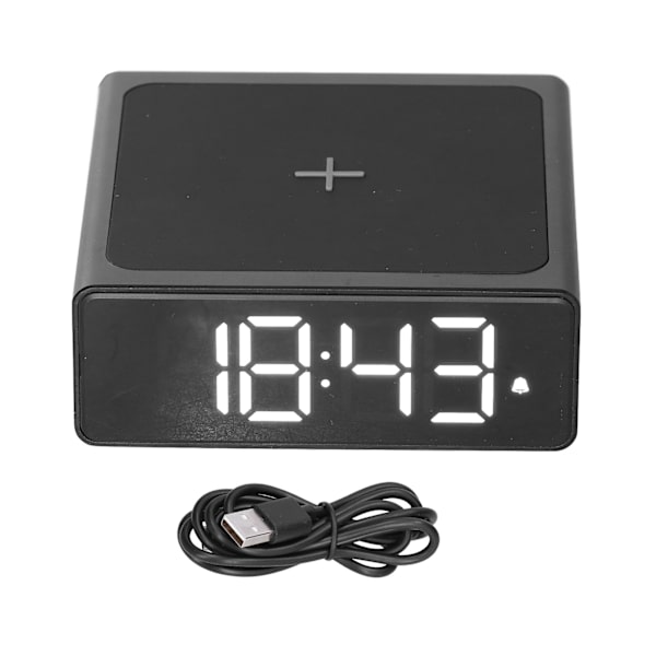 Digital väckarklocka 3-i-1 LED Desktop Digital klocka med trådlös laddning USB-strömförsörjning för kontoret vid sängen i sovrummet