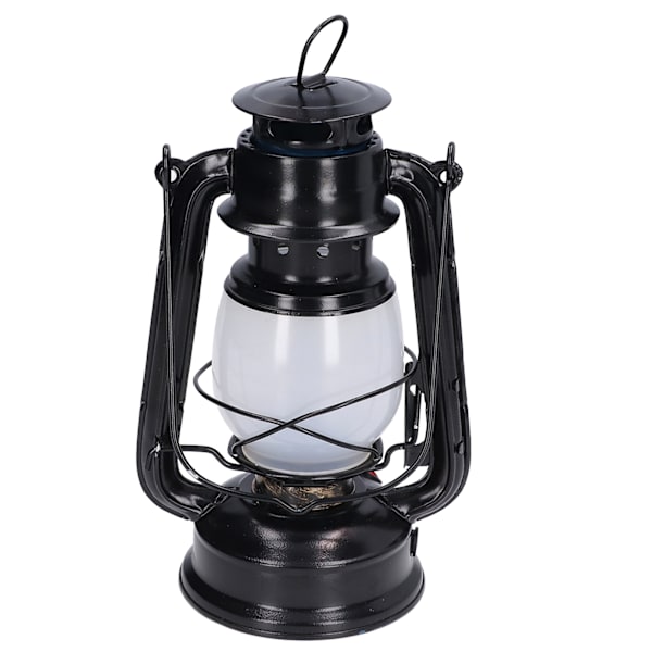 LED-lanterne campinglampe Genopladelig lampe Retro stil Bærbar EU-stik 110‑240V Varmt hvid Lys sort
