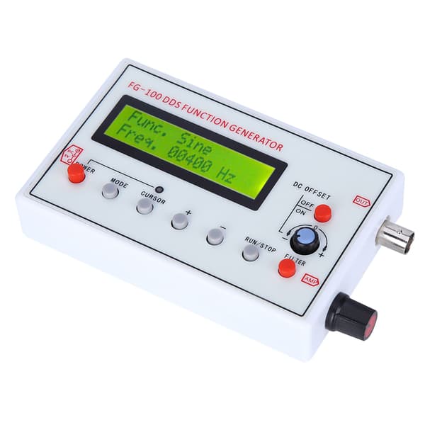 FG-100 DDS Funksjonsgenerator Sinusfrekvens 1HZ-500KHz Teller Signalkilde Generatormåler