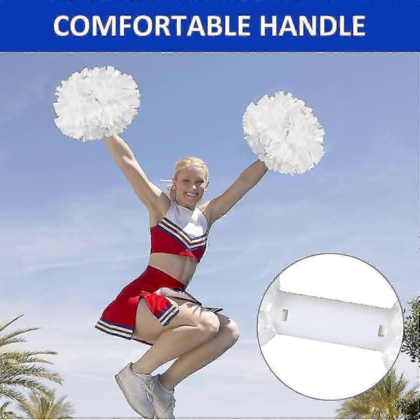 4 stk. cheerleading-pomponer til cheerleader-kostume til kvinder, 2 par cheer-pomponer All White