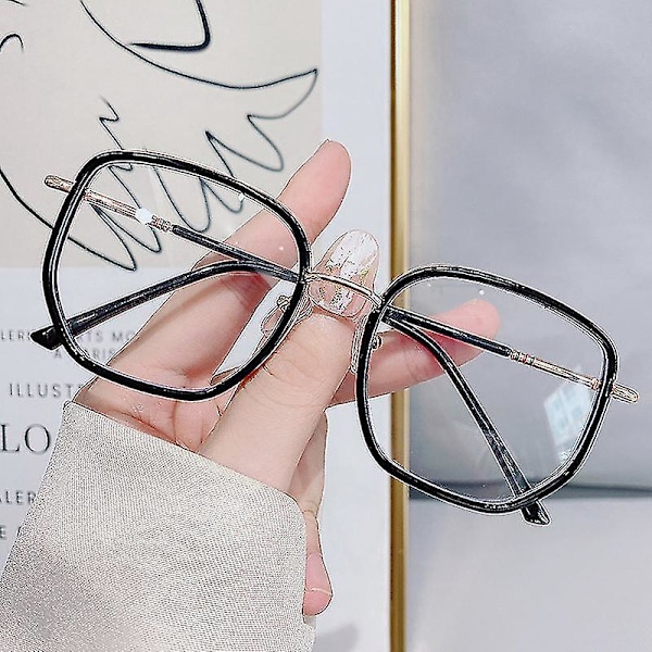 Cute Blue Light Blocking Glasses for Reading and Computer Use - Black Gold Frame