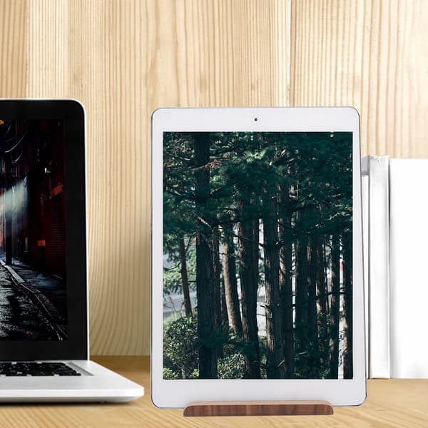 Trä Nötbrun Dubbla Sidor Desktop Tablet PC Mobiltelefon Stativ Stödfäste Kompatibel med ipad