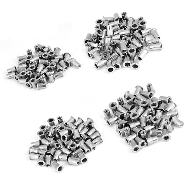 200 stk gjengede innsatser M3, M4, M5, M6 304 rustfritt stål blindmuttersett