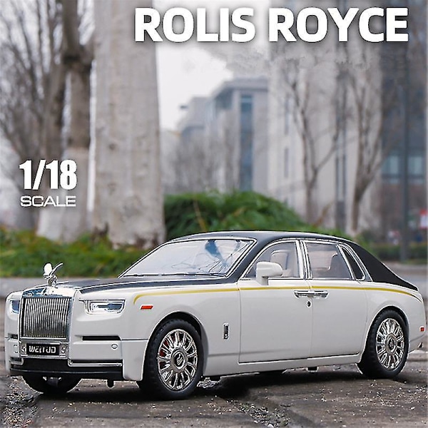 Rolls Royce Phantom Alloy Bilmodell - Metallfordonsleksak med simuleringsljud och ljus - Lyxig present till barn