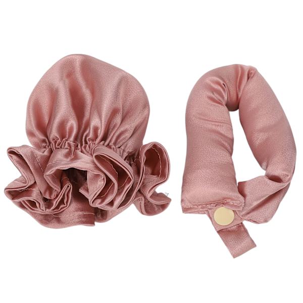 Kvinner Varmefri Hårcurlere Hodebånd Bærbar Satin Sov i Hårcurlere Hodebånd Dusty Rose