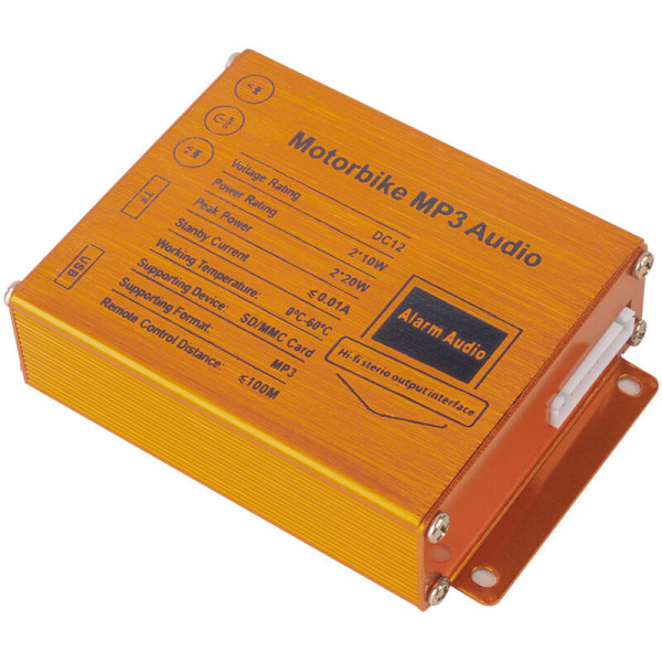 Motorcykel MP3-spelare Högtalare Ljudsystem Ljud FM-radio Säkerhetslarm Trådlös fjärrkontroll med USB SD-kortplats, modell: 12