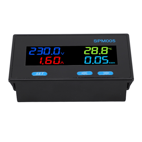 Digitalt Voltmeter Amperemeter Panel 8 i 1 Multifunktionel Effekt Måler LCD Farveskærm AC Energimonitor AC60‑300V 20A
