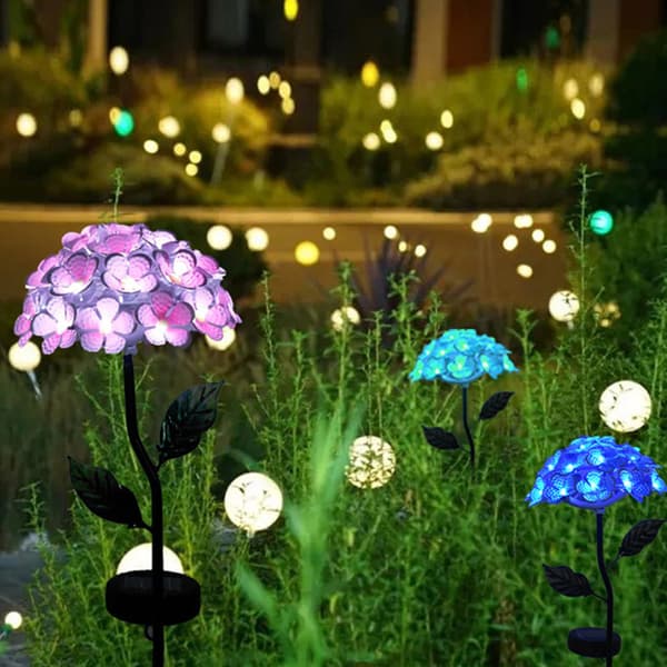 Solar Simulation Hortensia Lys Terrasse Plæne Dekorativ Belysning Havelamper